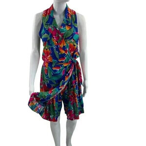 Y2K M H M Melissa Harper M Skort Romper 80sTropical Print Vintage Hawaii Beach